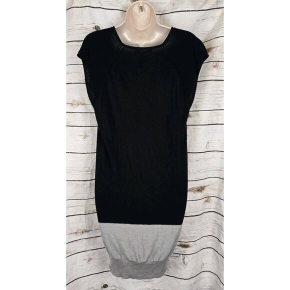 T Alexander Wang Black Color Block Sweater Dress M Bubble Hem Viscose Wool Silk - Picture 4 of 7